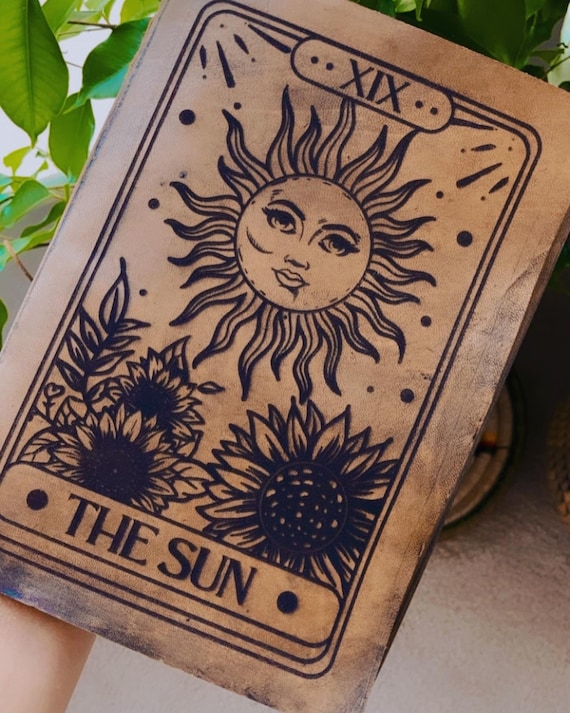 SUN TAROT JOURNAL - Vintage Leather Notebook - Sketch Book - Photo Album - Book of shadows - Witchcraft - Hocus Pocus - Halloween - Moon