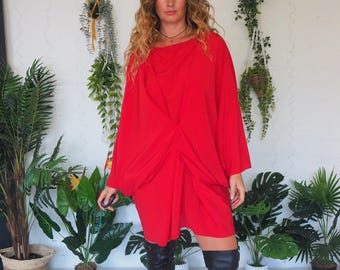 BULLET SILK DRESS - Batwing red dress - Devil Dress - Halloween - Handmade bespoke mini dress - witchy