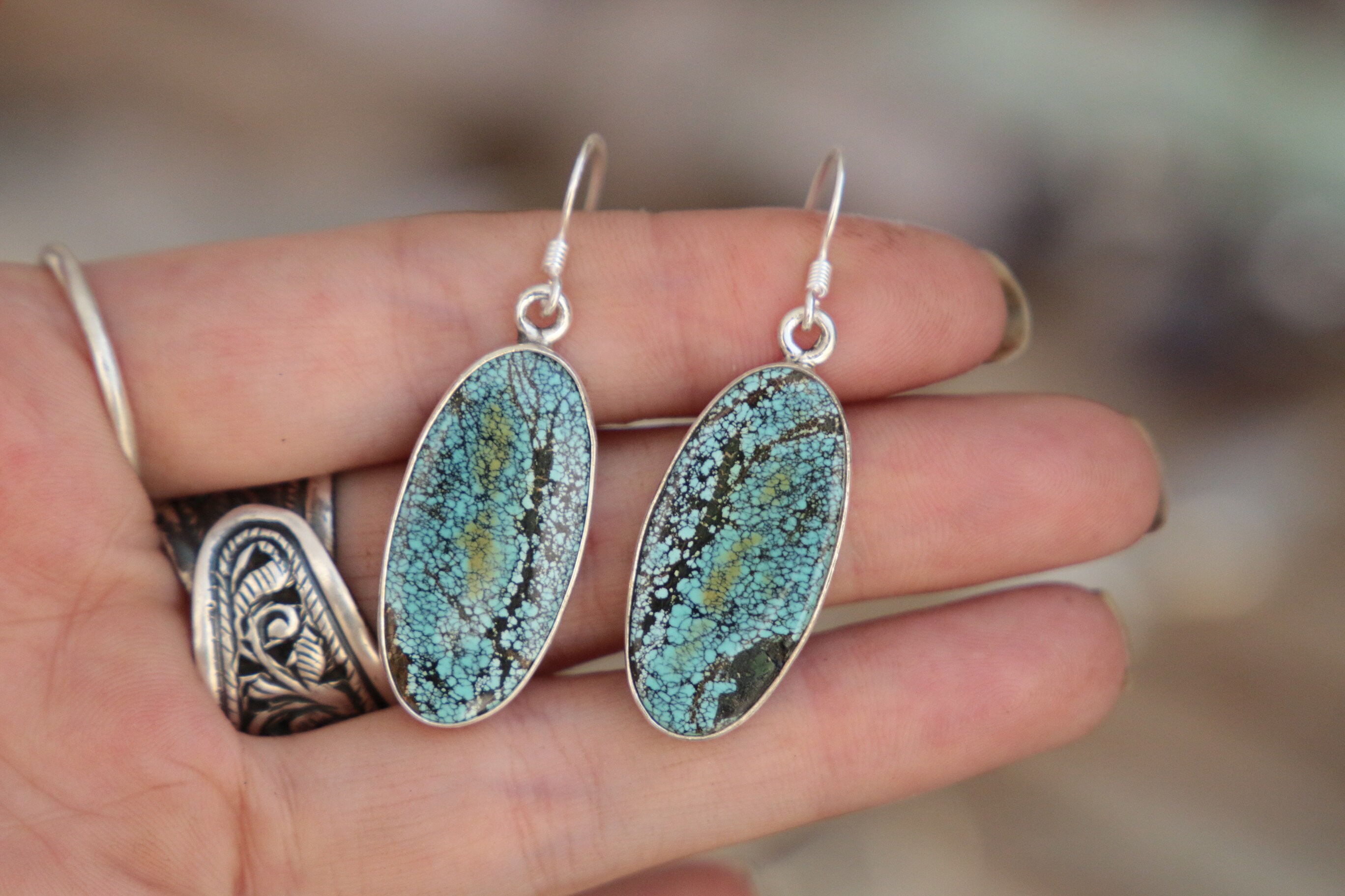 ARIZONA TURQUOISE EARRINGS - 925 Sterling Silver Earrings - Gemstone ...