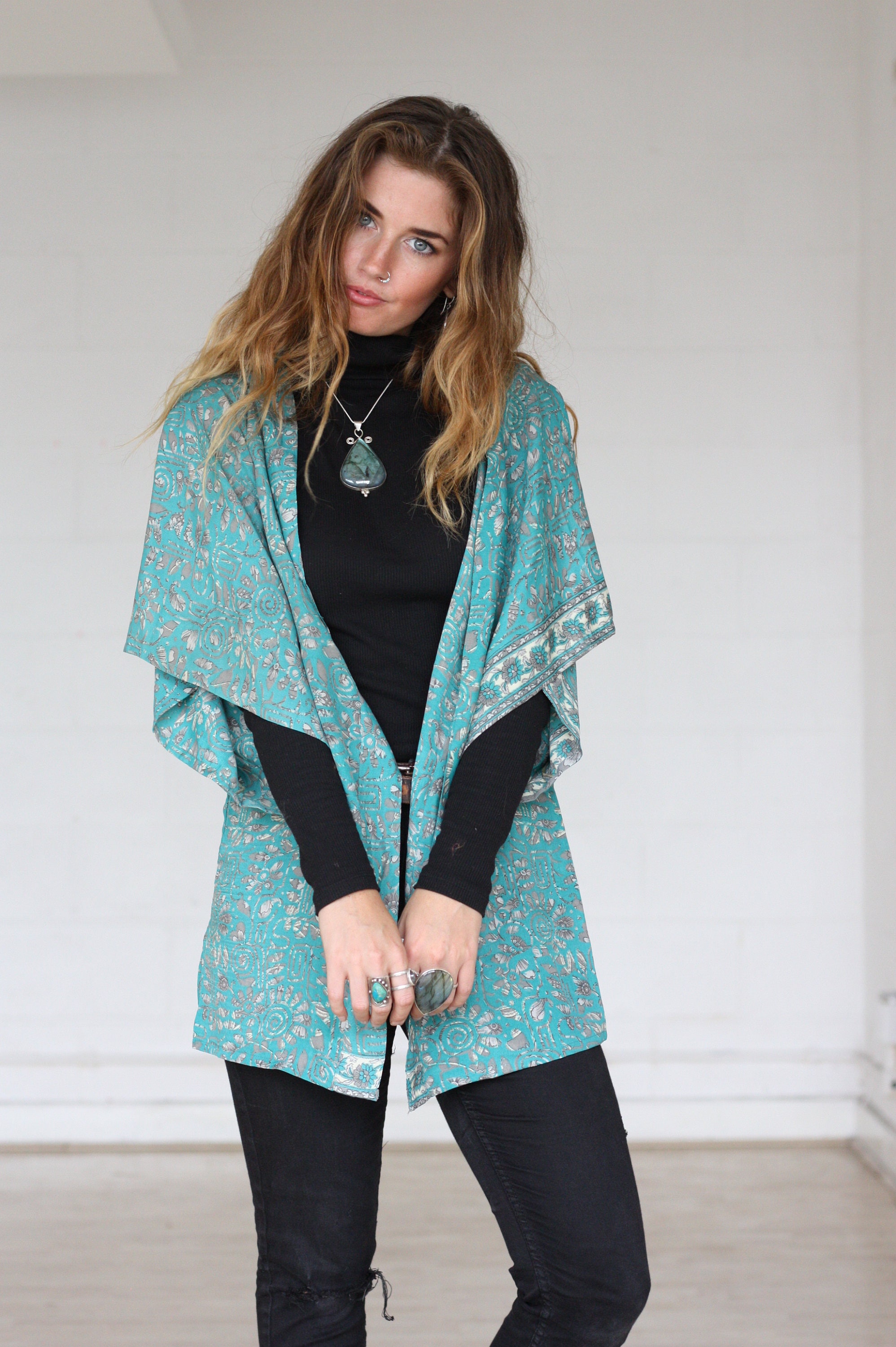 Stevie Indigo Silk Kimono main image 0