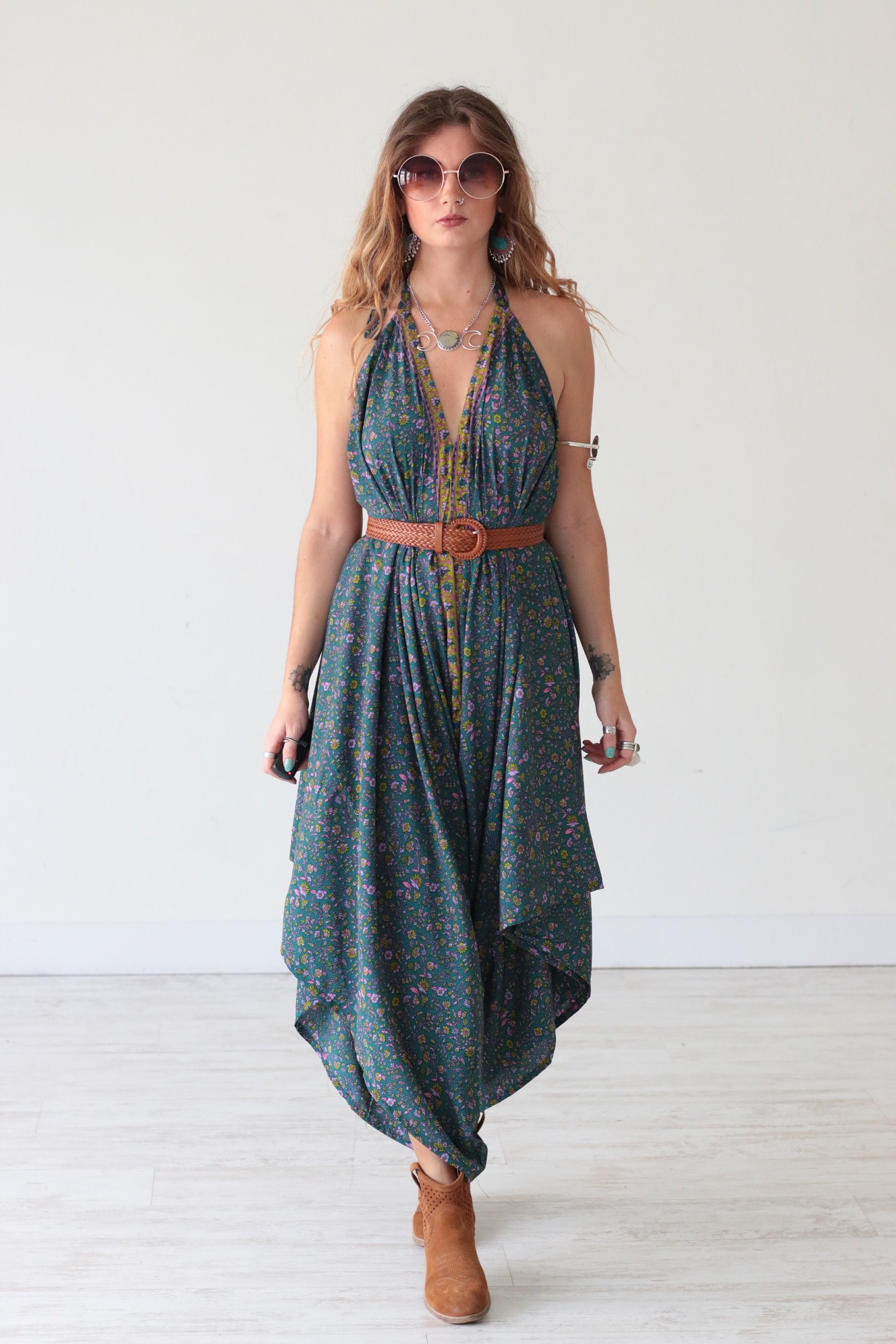 INDIAN LUXE JUMPSUIT - Vintage Silk - Wedding - Festival - Backless ...