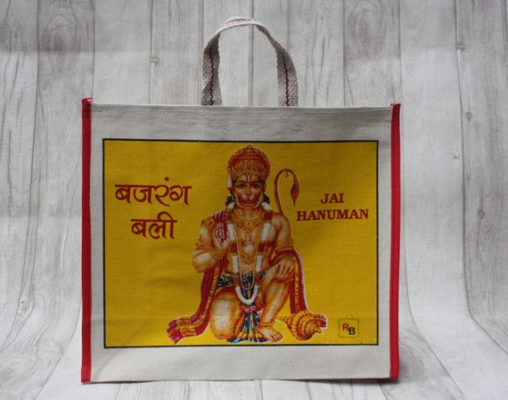 INDIAN HANUMAN BAG -Yoga bag -Mandala -Hippie bag -Shopping- Tote Bag- Bag for Life- Upcycled-Recycled- Eco Friendly- Vegan Bag- Festival