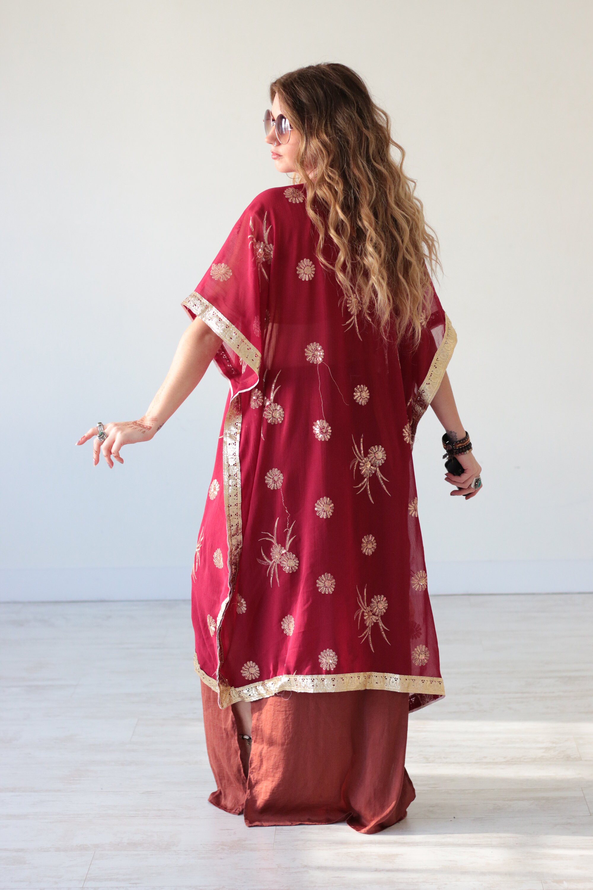 INDIAN SEQUIN KIMONO Embellished Vintage kaftan Festival