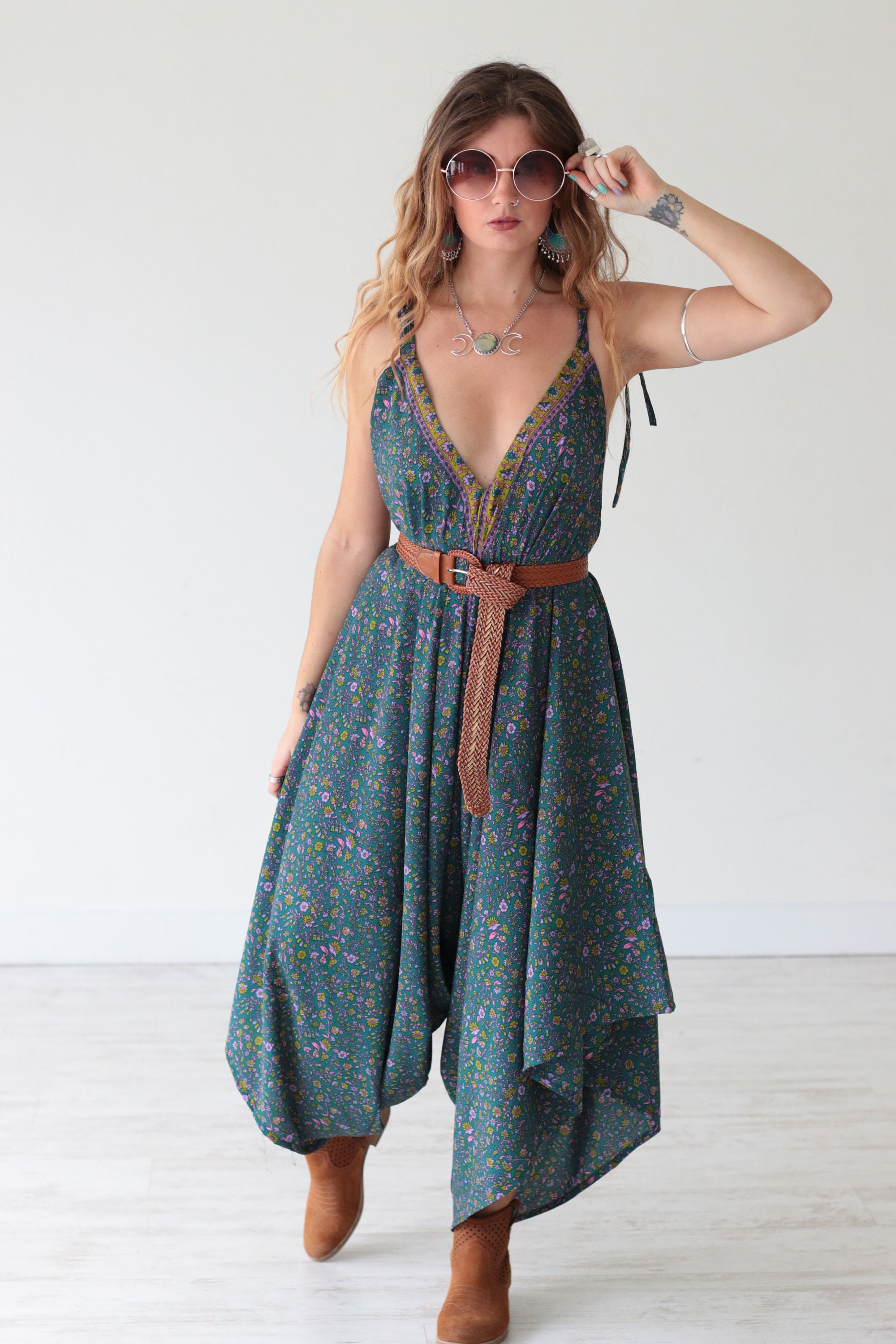 INDIAN LUXE JUMPSUIT - Vintage Silk - Wedding - Festival - Backless ...