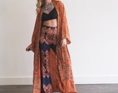 RUBY SPARROW KIMONO - Paisley print Kimono - Floor length Jacket - Cape - Kaftan - Vintage inspired Dressing Gown - Bohemian Wrap Dress