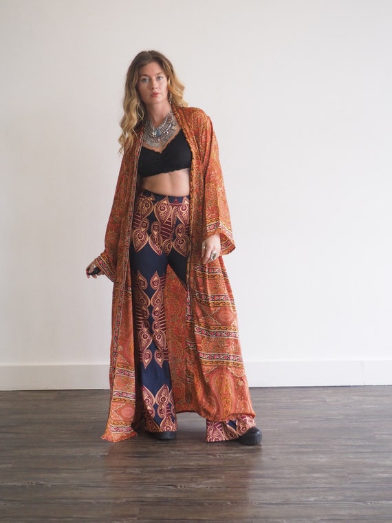 RUBY SPARROW KIMONO - Paisley print Kimono - Floor length Jacket - Cape - Kaftan - Vintage inspired Dressing Gown - Bohemian Wrap Dress