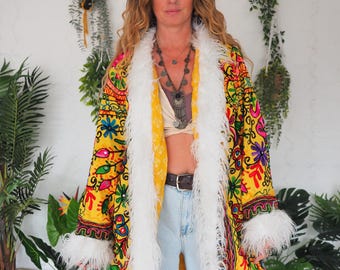 FLIP-FABRIC JACKE - Penny Lane Afghan - Vintage - Unisex Kunstpelz - Bestickt - 70er 60er Festival Mantel