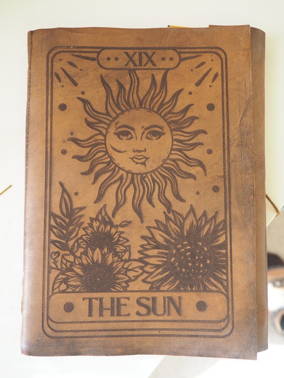 SUN TAROT JOURNAL - Vintage Leather Notebook - Sketch Book - Photo Album - Book of shadows - Witchcraft - Hocus Pocus - Halloween - Moon
