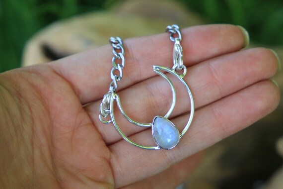 MINI MOON NECKLACE - Labradorite Sterling Silver Necklace - Moon Crystal - Moon child - Chakra - Reiki - Limited Edition - Glowing Crystal