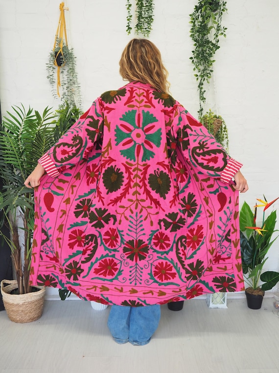 REVERSIBLE KIMONO JACKET -  Unisex - Vintage - 70's 60's Hippie - Mens - Festival - Long Summer Jacket - Bohemian Tapestry Coat - Large