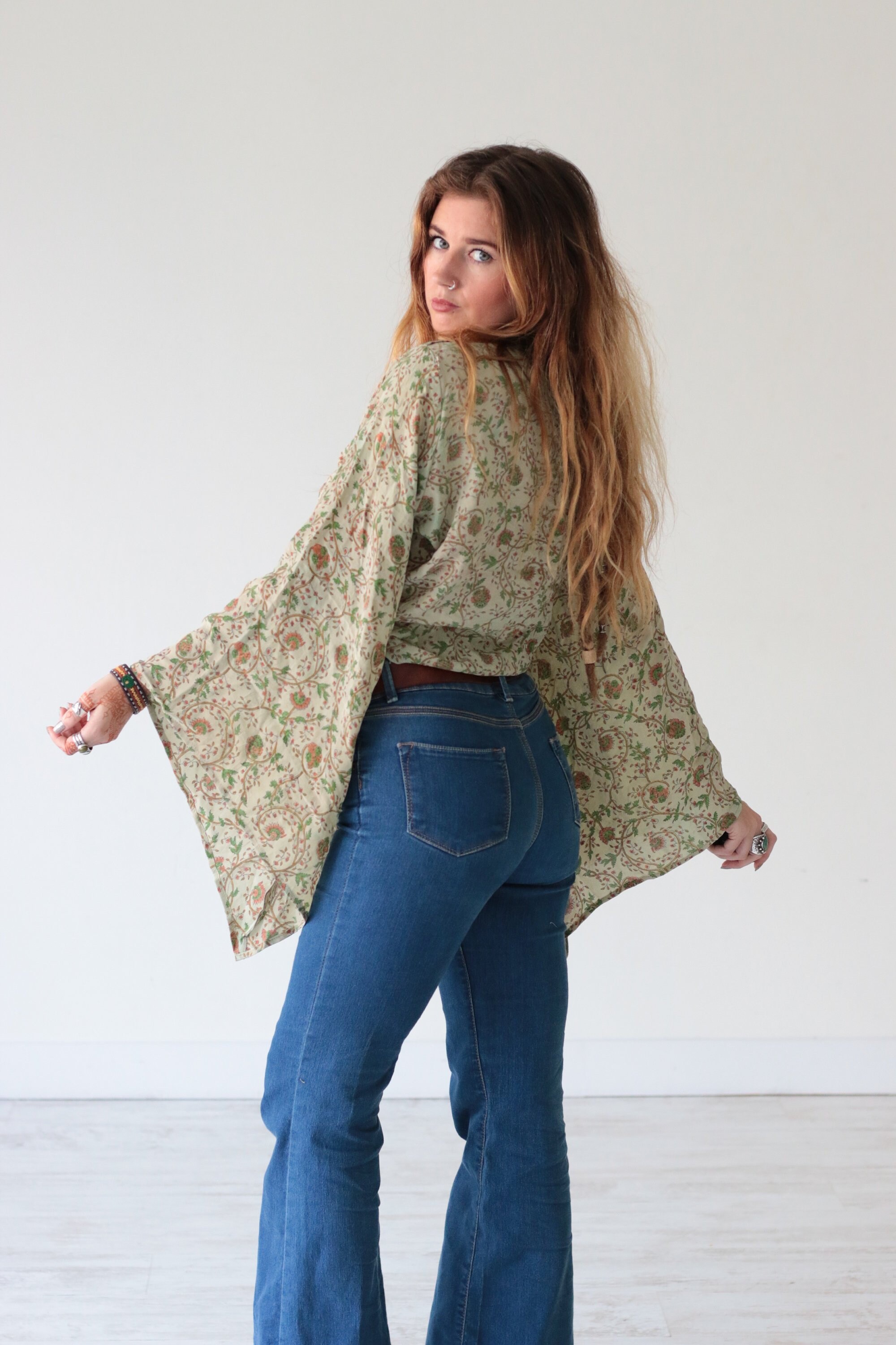 STEVIE NICKS TOP - Bell sleeve top - Crop Top - Vintage - Festival ...