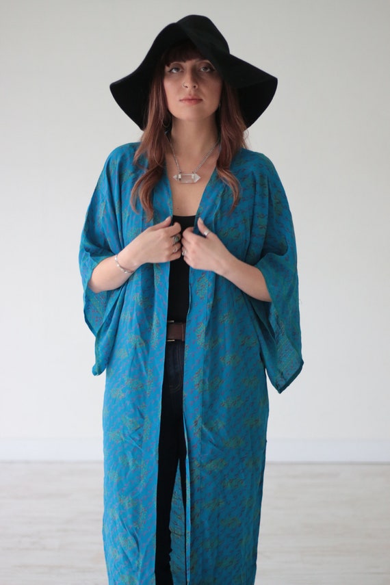 RUBY SPARROW KIMONO - Full length - All season Cover Up - Cardigan - Kaftan - Peasant dress - Vintage - Gunne Sax Inspired - Folk - 70's