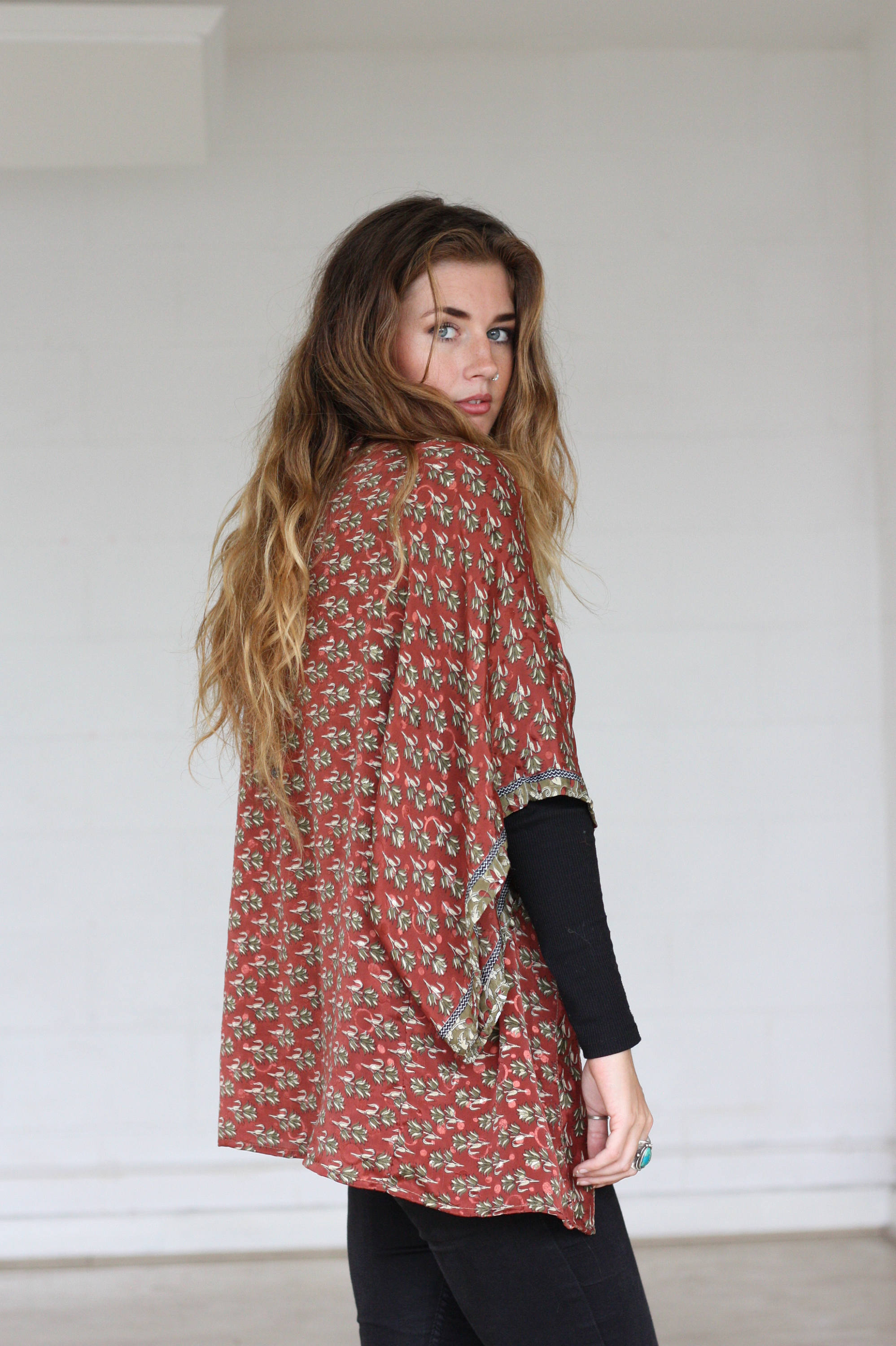Stevie Indigo Silk Kimono main image 1