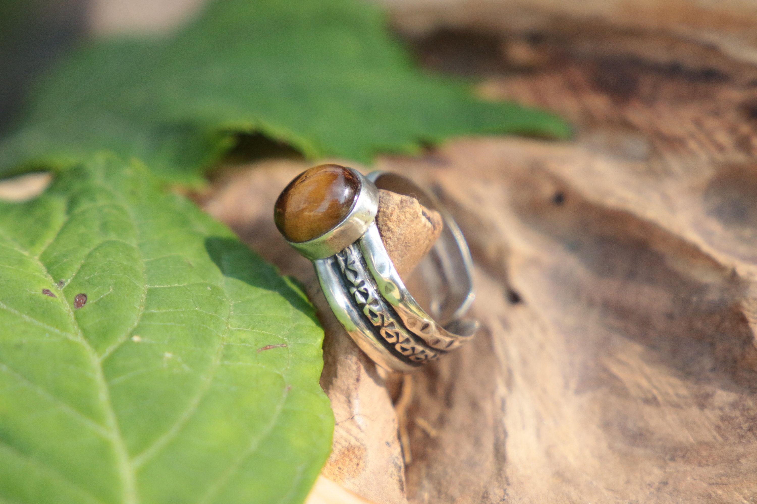 Bold Tiger Eye Ring with Diamond Accents in 14K Yellow Gold -  Timekeepersclayton