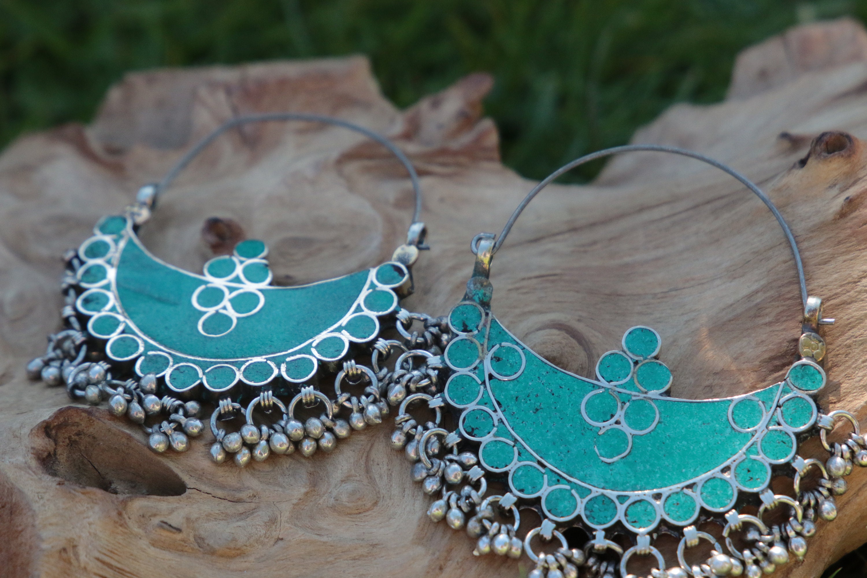 TURQUOISE AFGHANI EARRINGS Vintage Handmade Bespoke Kuchi