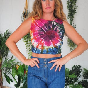 TIE DYE TANK - Active leisure wear - Tie dye crop top - Festival - Yoga clothes - Unisex - Small medium top
