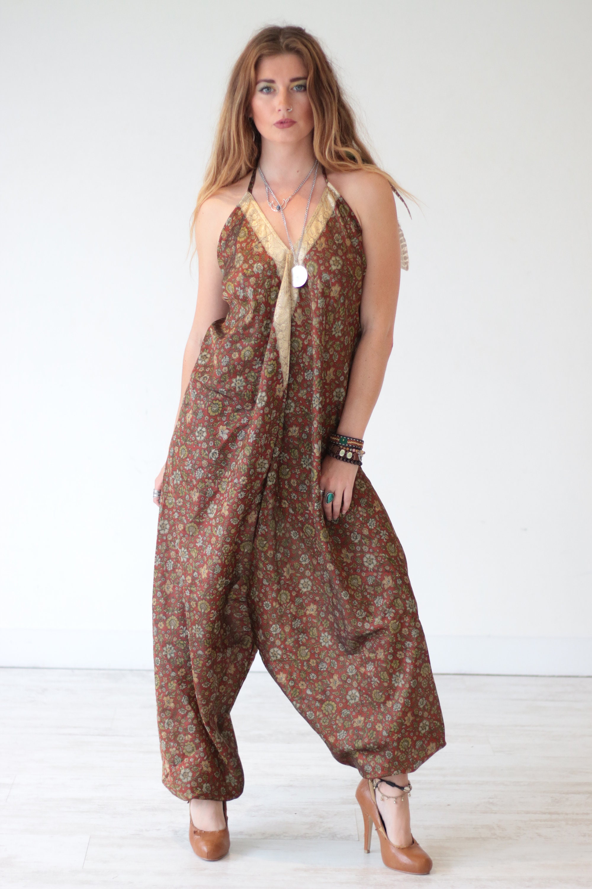 INDIAN LUXE JUMPSUIT - Harem - Handmade - Vintage Style - Festival ...