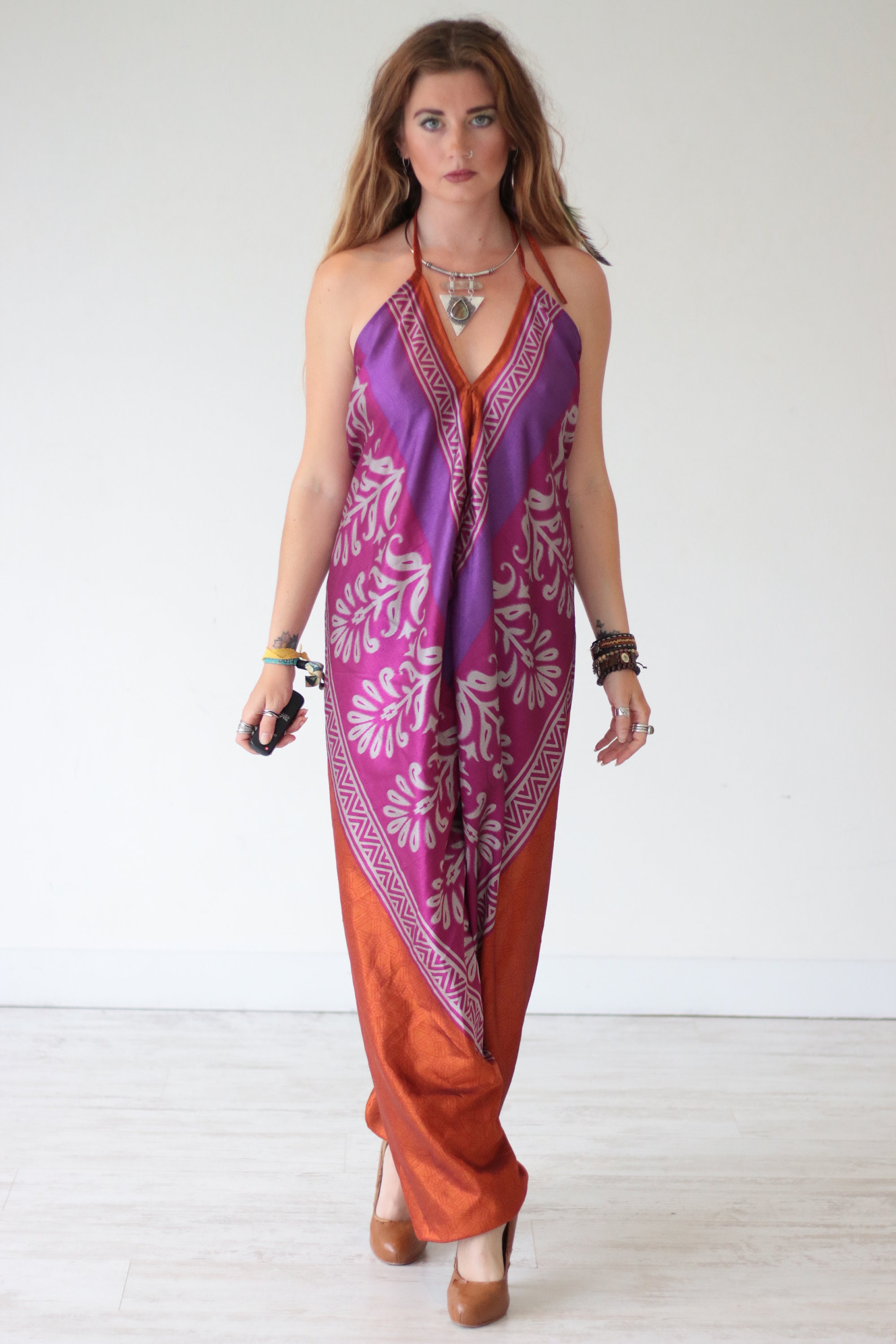 PURPLE POWER JUMPSUIT - Summer Wedding - Festival All in one - Handmade ...