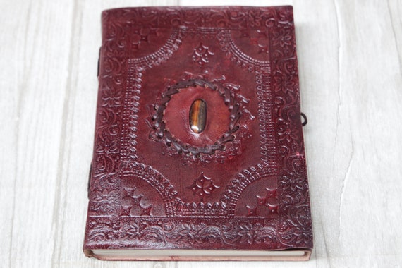 MEDIUM CRYSTAL JOURNAL - 8 x 6 - Leather Notebook - Diary - Crystal Journal - Scrapbook - Diary - Travel - Spell Book - Photo album - D&D