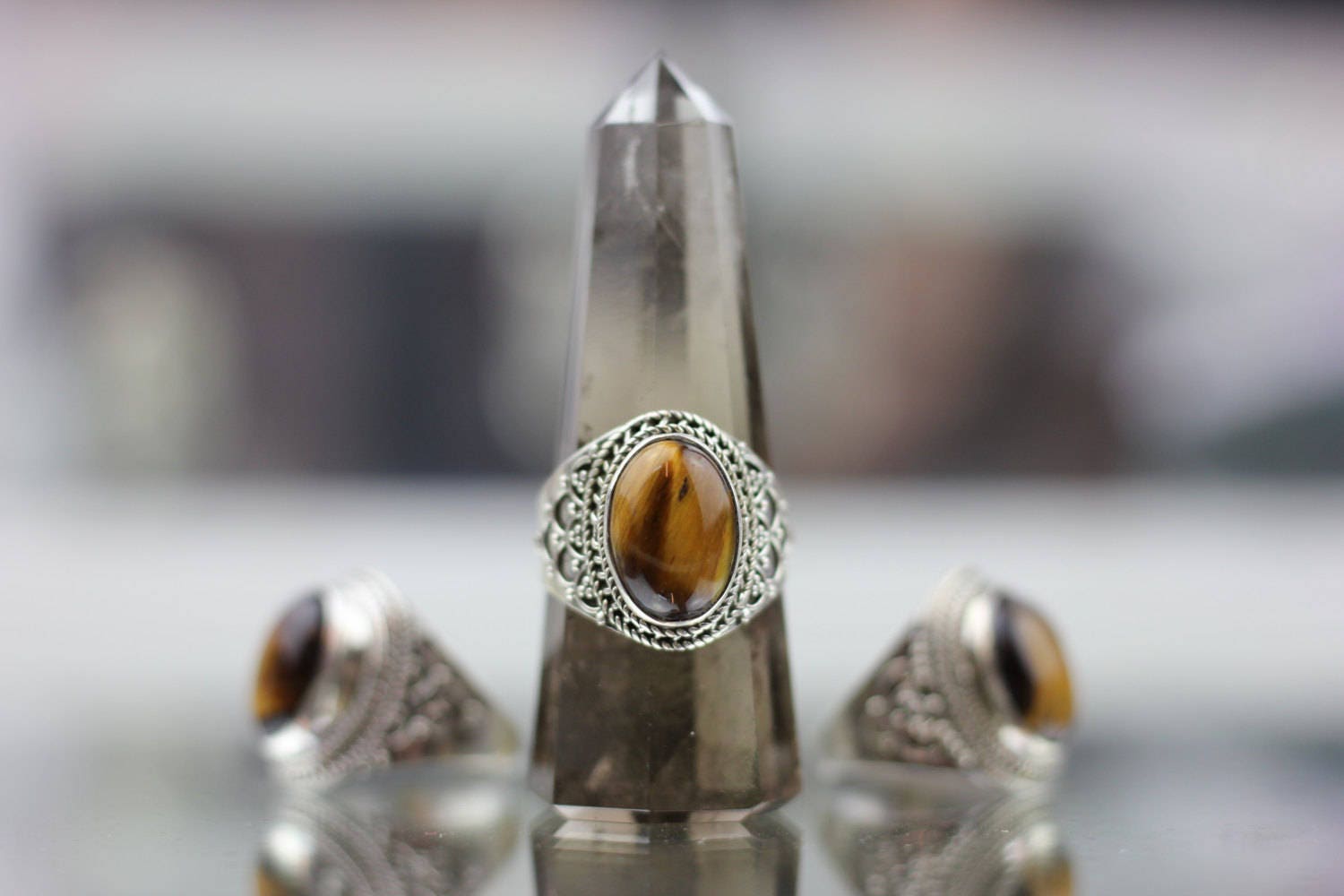 STATEMENT TIGERSEYE RING - Sterling Silver Ring- Crystal Ring- Healing