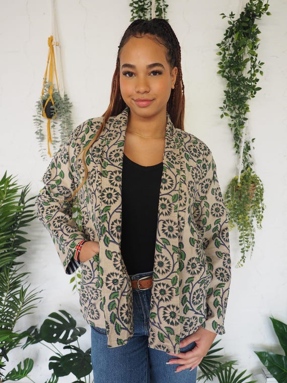 VELVET CORDUROY COAT - 70's Vintage Shirt - Retro 60's - Men's Hippie Festival - Velvet Blazer - Unisex Retro Print Jacket - Sunflower