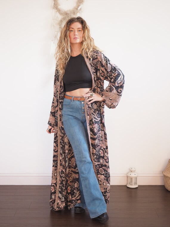 GODDESS KIMONO BLACK - Ruby Sparrow Vintage style Cape - 70's - 60's - 50's Dressing Gown - Wrap Around - House Coat - Free People inspired