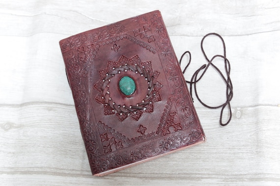 SMALL CRYSTAL JOURNAL - Leather Diary - Crystal Notebook - Scrapbook - Spell book - Sketchbook - Yoga Journal - Travel Journal - Student