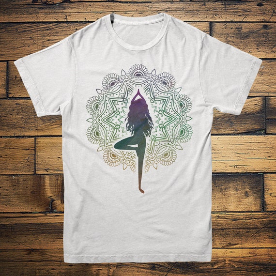 MANDALA YOGA TEE - Women's Tee - Printed Tee - Yoga Top - Vintage Tee - Fitness Tee - Grunge - Retro top - 70's - Boho - Rainbow Pride Yoga