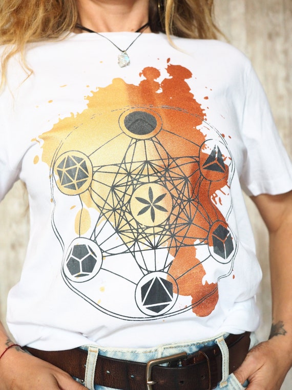 METATRONS CUBE TEE - Sacred GeometryT-shirt - Non Binary Top - Vegan - Unisex - Active Leisure Wear - Eco - Cotton - Yoga - Gym Clothes