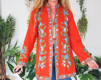 Chaqueta SGT PEPPER - Vestido túnica bordado - Abrigo vintage de los 60 - Camisa retro de los Beatles - Kimono bordado - Verano - Boho de los 70