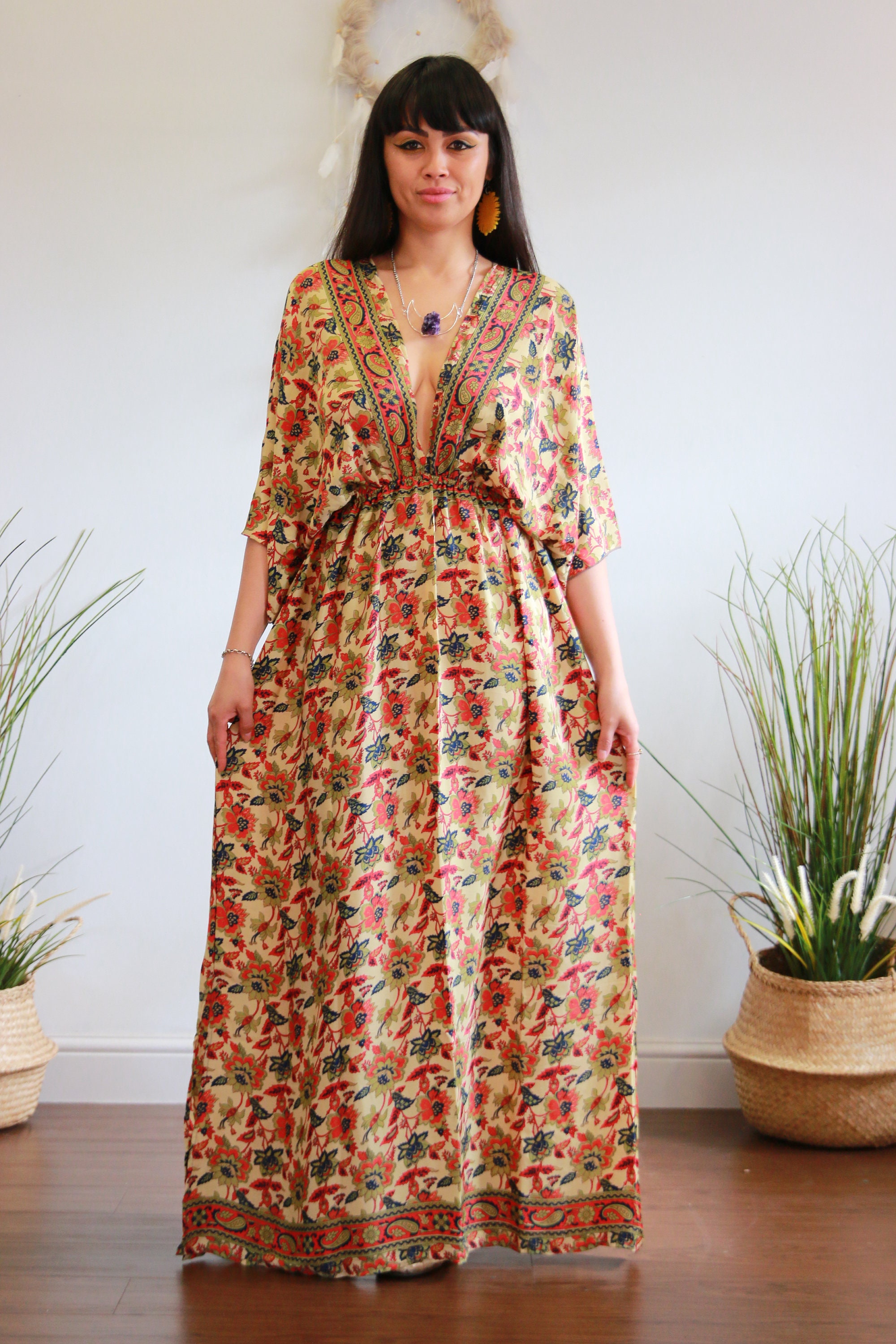 FULL LENGTH KAFTAN - Long Dress Jacket - Cover Up - Kaftan - Vintage ...