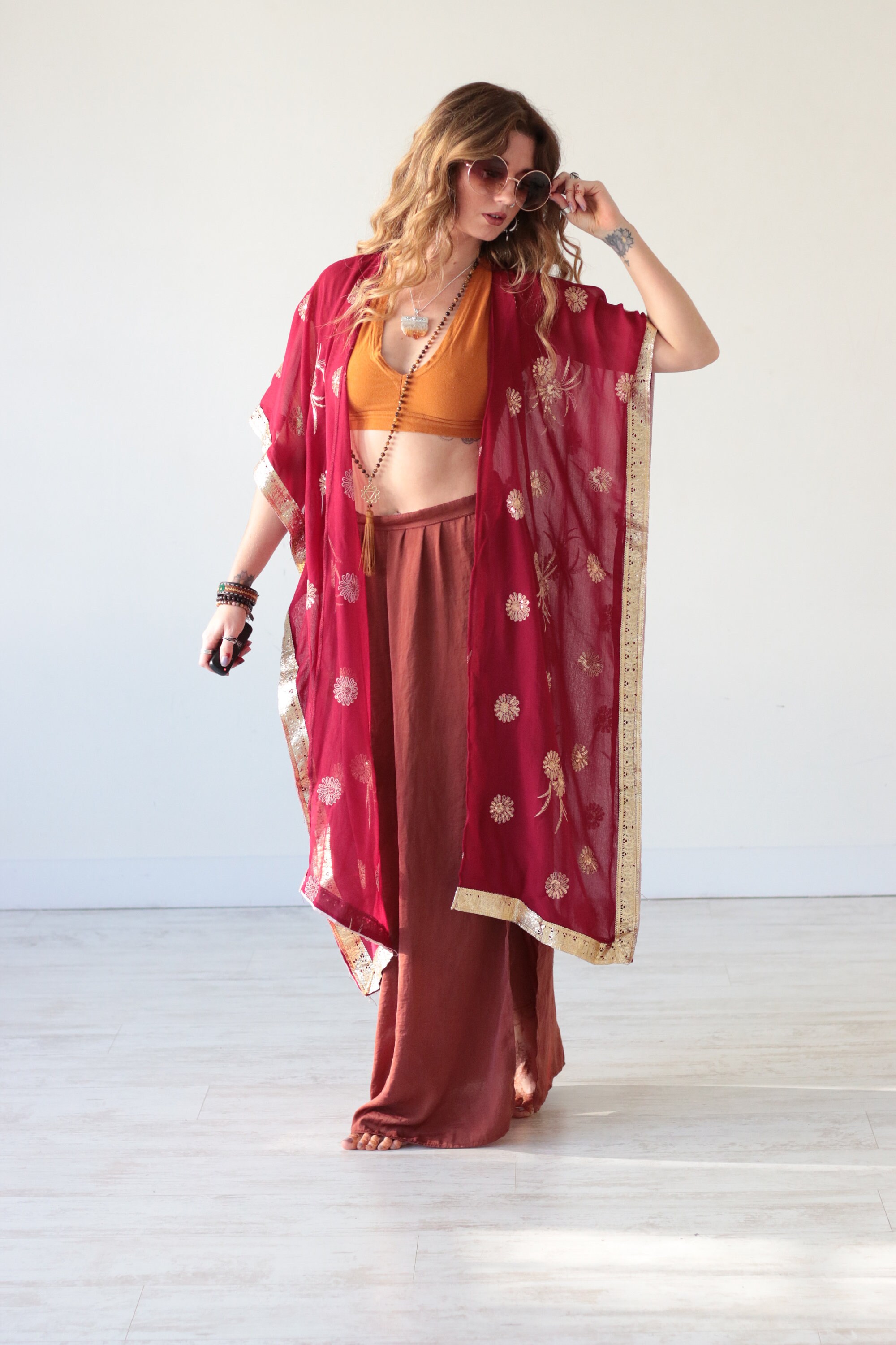 INDIAN SEQUIN KIMONO Embellished Vintage kaftan Festival