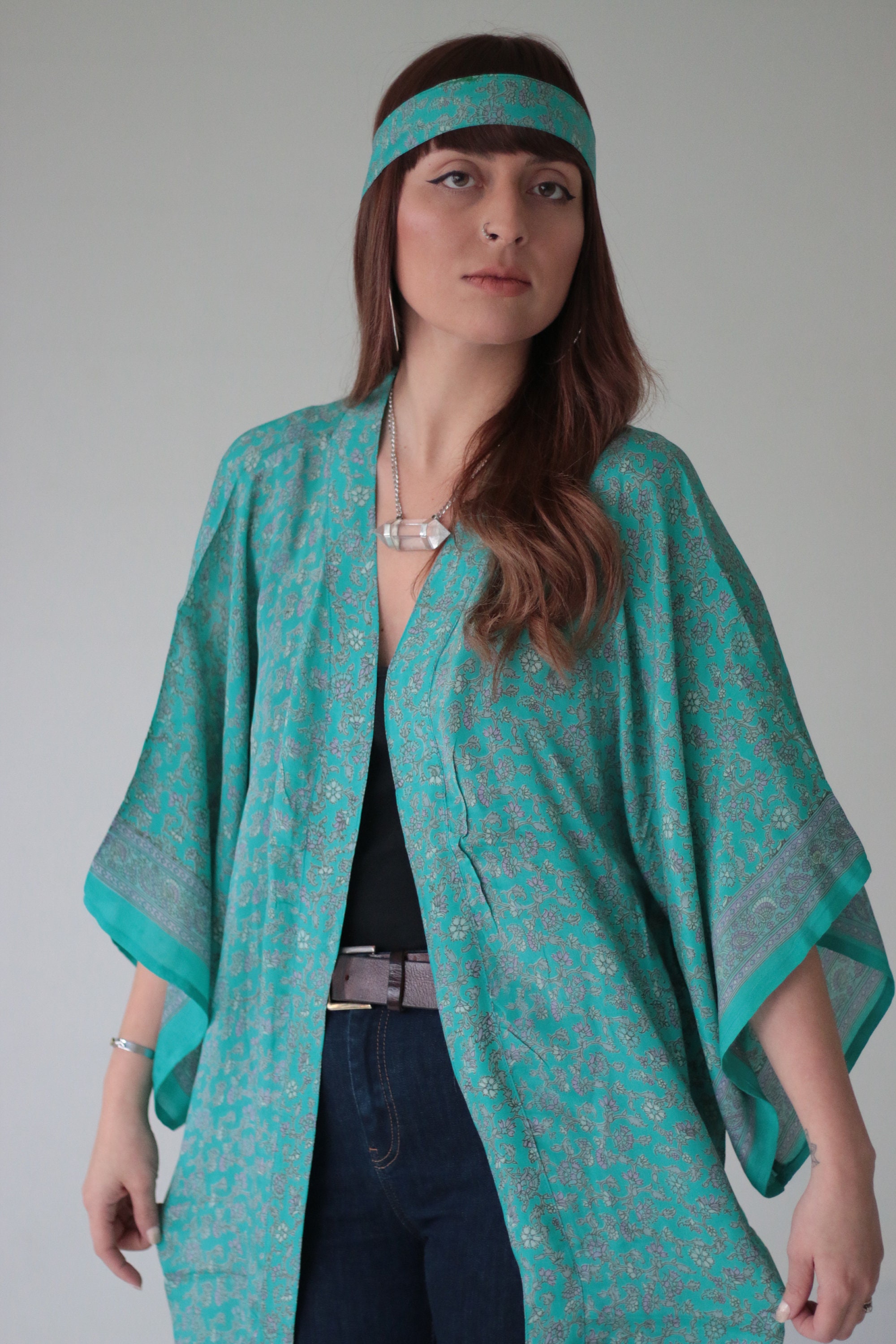 TURQUOISE DREAM KIMONO - Maxi Jacket - All season Cover Up - Kaftan ...