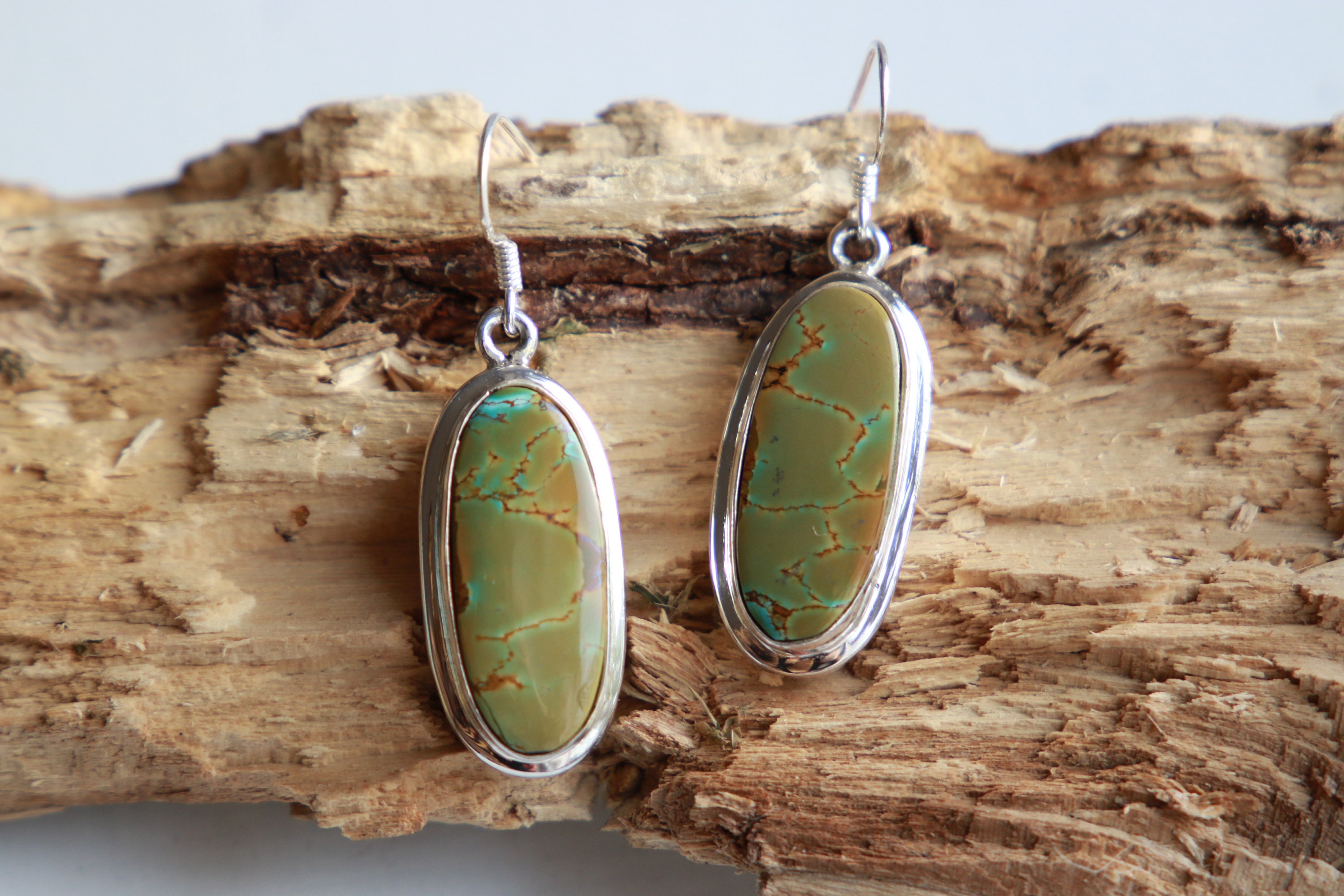 MOTTLED TURQUOISE EARRINGS - Rare 925 Silver Gemstone - Navajo Earrings ...