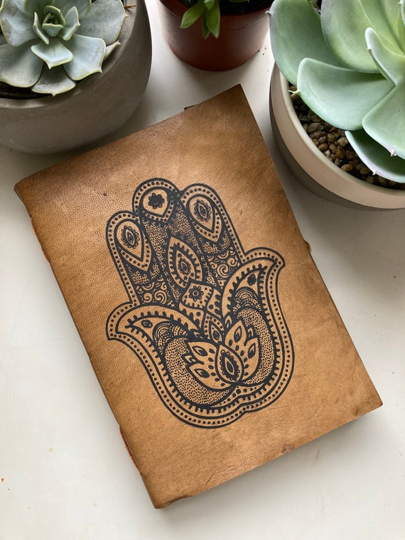 HAMSA JOURNAL - Vintage Leather Notebook - SketchBook - Photo Album - Book of shadows - Dream journal - spiritual gift