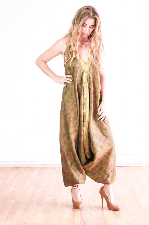 BROWN SHIMMER JUMPSUIT - Summer - Wedding - Christening - Occasion - Vintage Style - Festival - Hippie - Halter neck - Couture - Bohemian