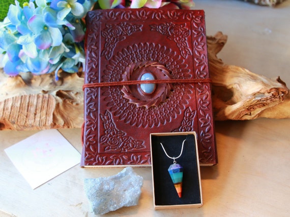 CRYSTAL JOURNAL BUNDLE - Self Care - Crystal Notebook - Chakra - Sketch Book - Travel Diary - Rainbow - Lgbtq - Healing Gift Package - Moon