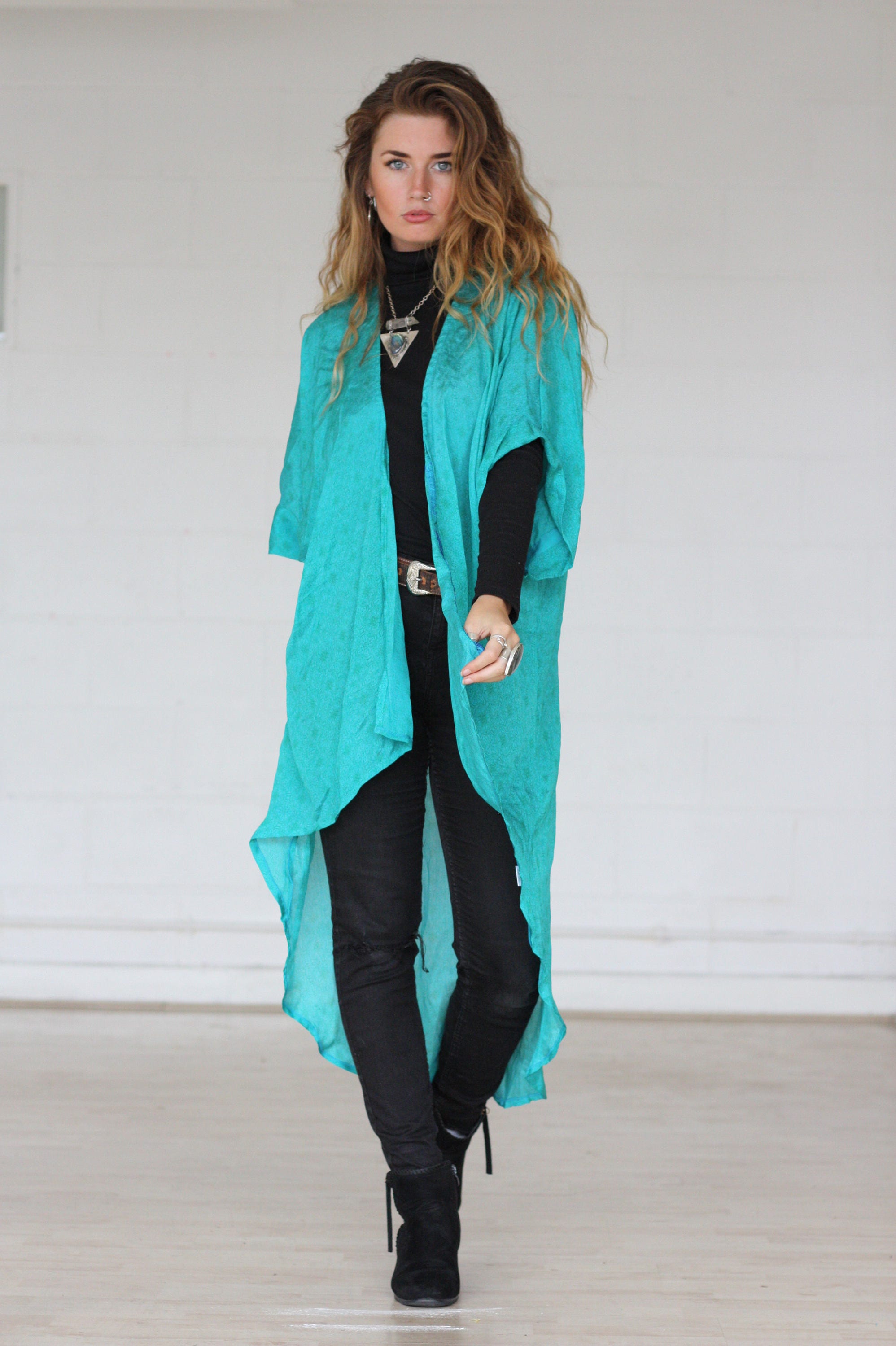 STEVIE SILK KIMONO - Silk Cardigan- Cover Up- Bohemian Kimono