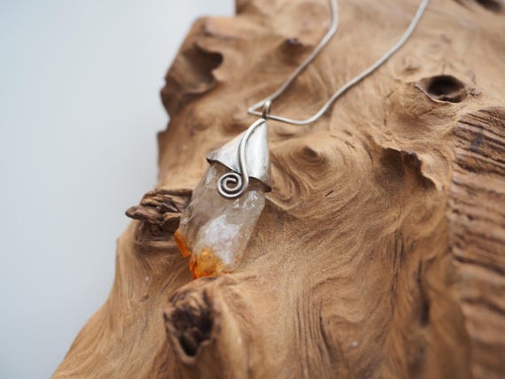 CITRINE NECKLACE - Raw Citrine Crystal Necklace - Success Stone - 925 Sterling Silver Jewellery - November Birthstone - Christmas gift