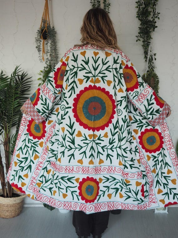 REVERSIBLE KIMONO JACKET -  Unisex - Vintage - 70's 60's Hippie - Mens - Festival - Long Summer Jacket - Bohemian Tapestry Coat - Large
