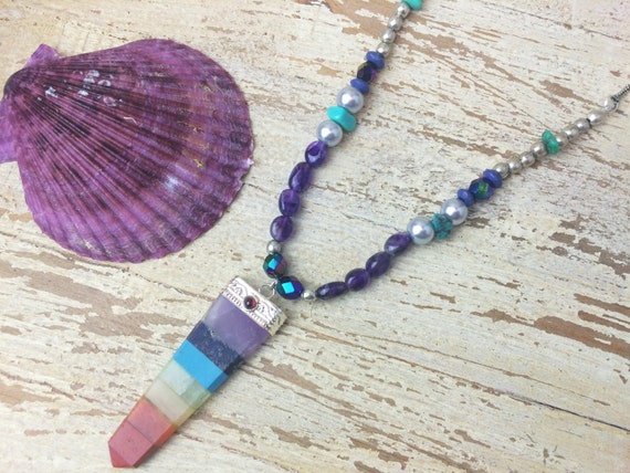 RAINBOW CHAKRA NECKLACE- 7 Chakras - Necklace - Hippie - Crystal Necklace - Yoga Wear - Semi Precious - Vintage style - Bohemian - gift