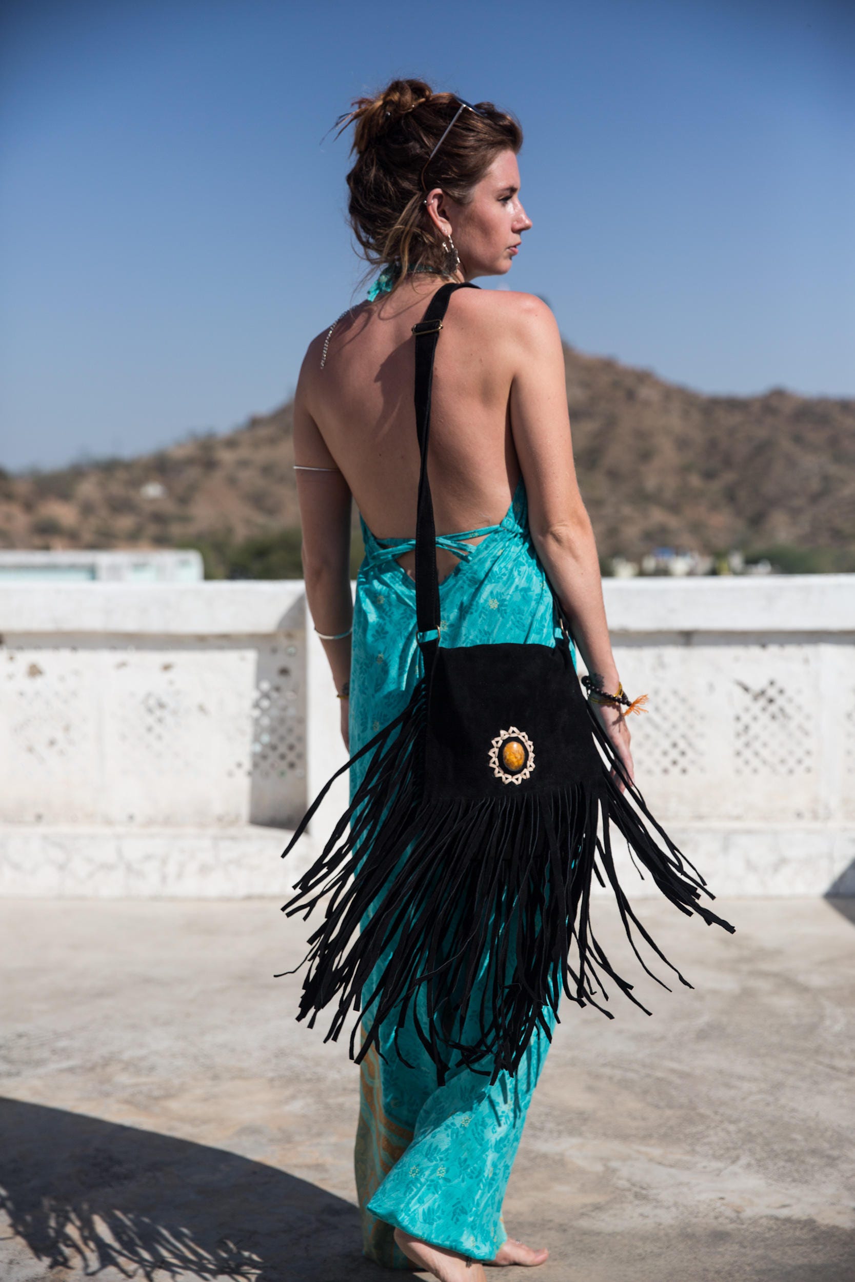 Leather Fringe Purse and Handbag - Boho Crossbody Purses for Women with  Tassel (Small, Black) – Rustic Town