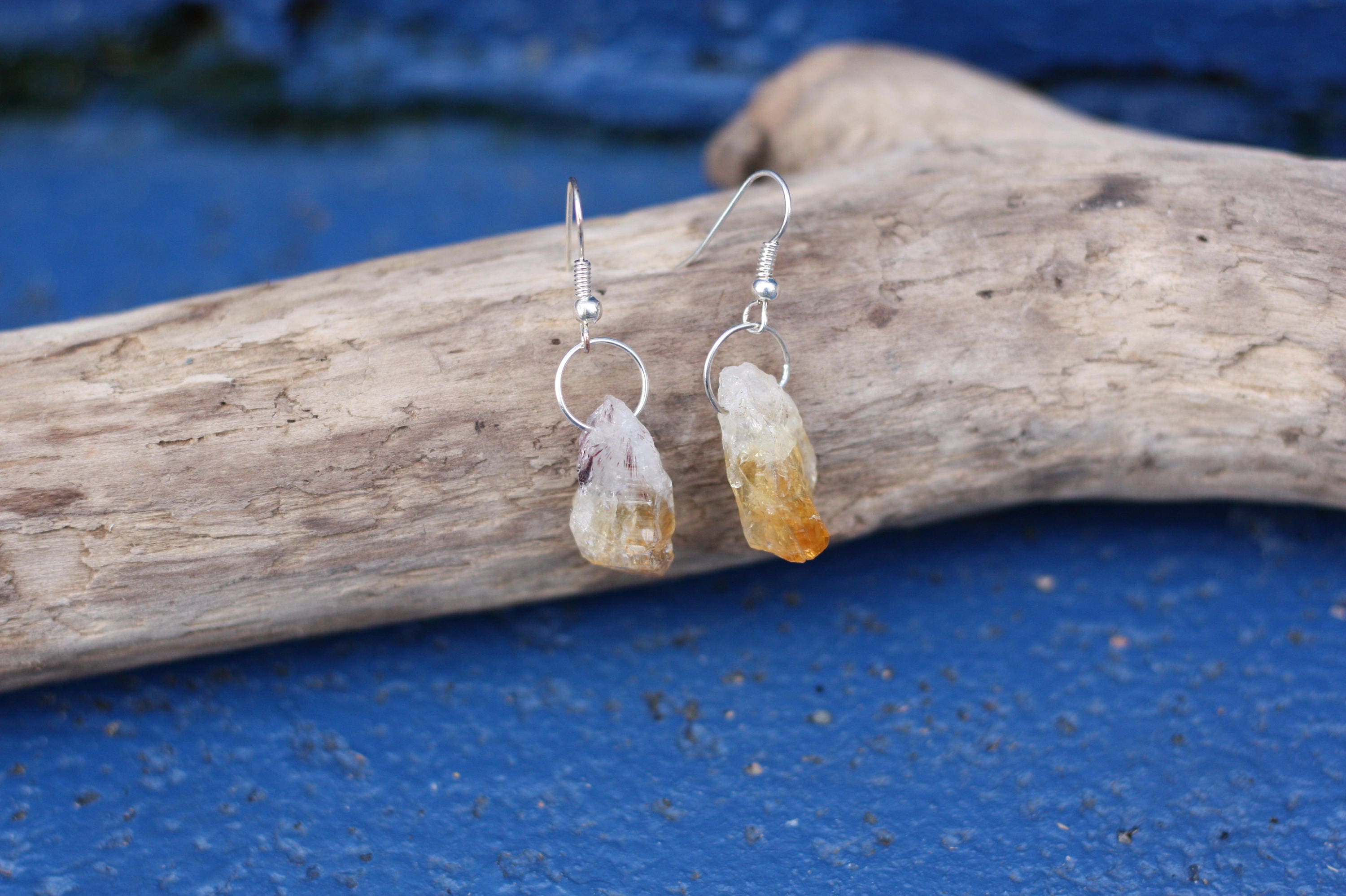 RAW CITRINE EARRINGS - Small Earrings - Raw Crystal - Silver Earrings ...