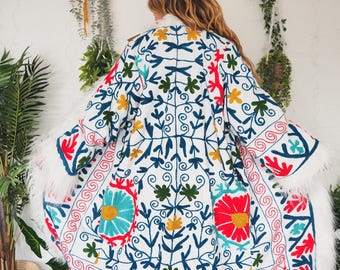 PENNY LANE AFGHANISCH Faux mongolischer Shearling Mantel - Vintage - Bestickte 70er Daisy Jones Jacke - Festival - Psychedelisch
