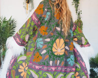 REVERSIBLE AFGHAN MANTEL - Penny Lane - Unisex - Vintage Kunstpelz Mantel - 70's Hippie Winterjacke - Psychedelic 60's