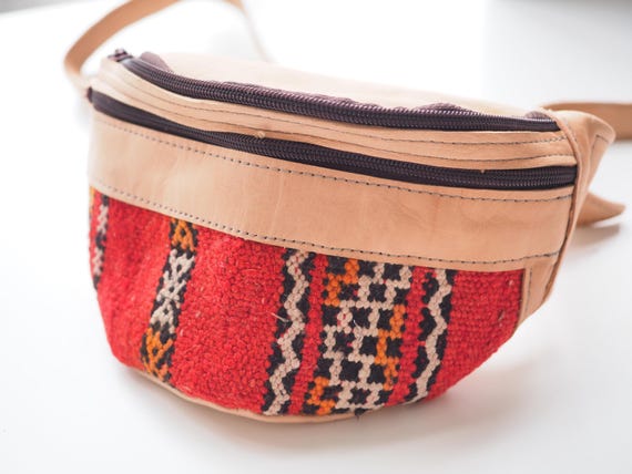 VINTAGE BUM BAG - Kilim purse - Boho Hippie Bum bag - Aztec Carpet - Leather - Rucksack - Mens Xmas gift - Crossbody bag - Christmas