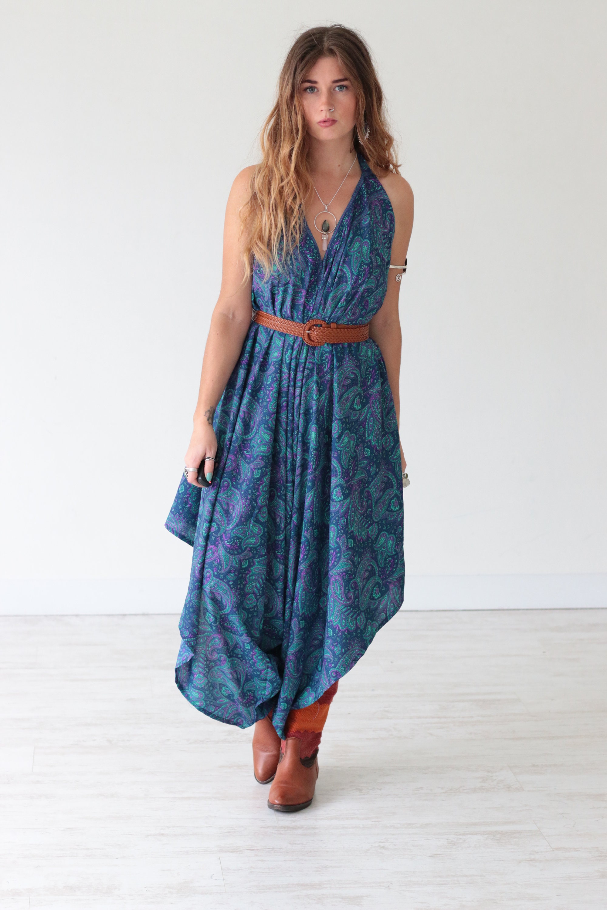 PAISLEY BLUE JUMPSUIT - Playsuit - Vintage Silk - Summer Wedding ...