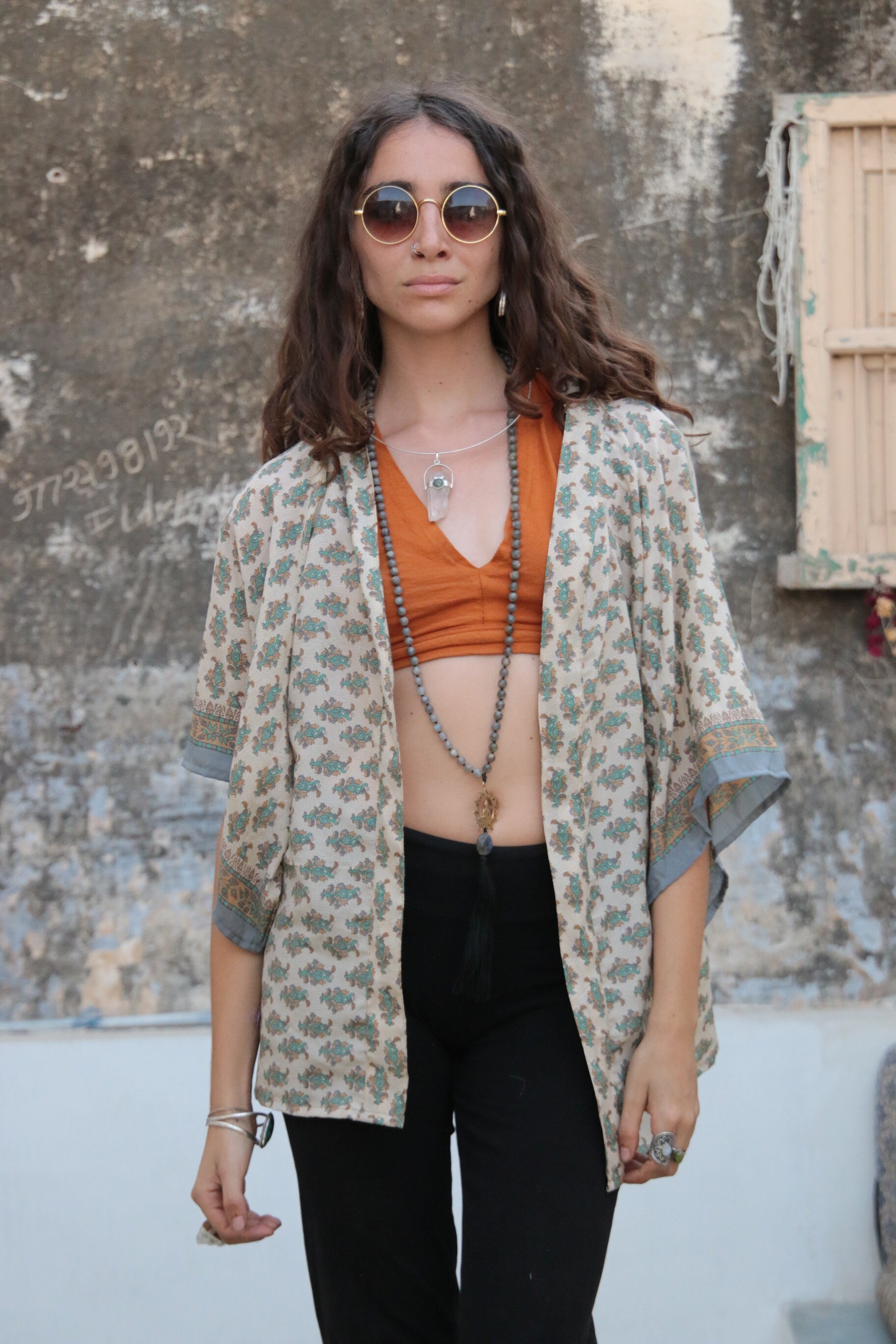70s Style Kimono Super Soft Silk Cover Up Boho