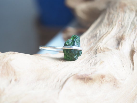 TOURMALINE CHIP RING - Crystal Ring - Sterling silver - 925 - Unpolished - Rustic Gemstone - Organic - Natural Crystal Ring - Bespoke Ring