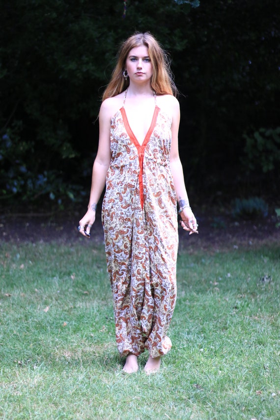 PAISLEY PRINT JUMPSUIT - Vacation - Summer - Prom - Vintage Style - Wedding outfit - Festival - Halter neck - Couture - Bohemian - Hippie